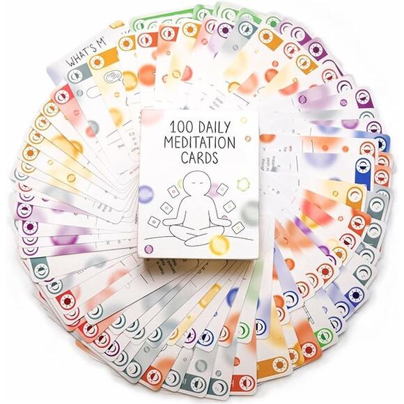 100 Daily Meditation Cards- stress - anxiety- self care- relaxation- calmness - Picture 2 of 10